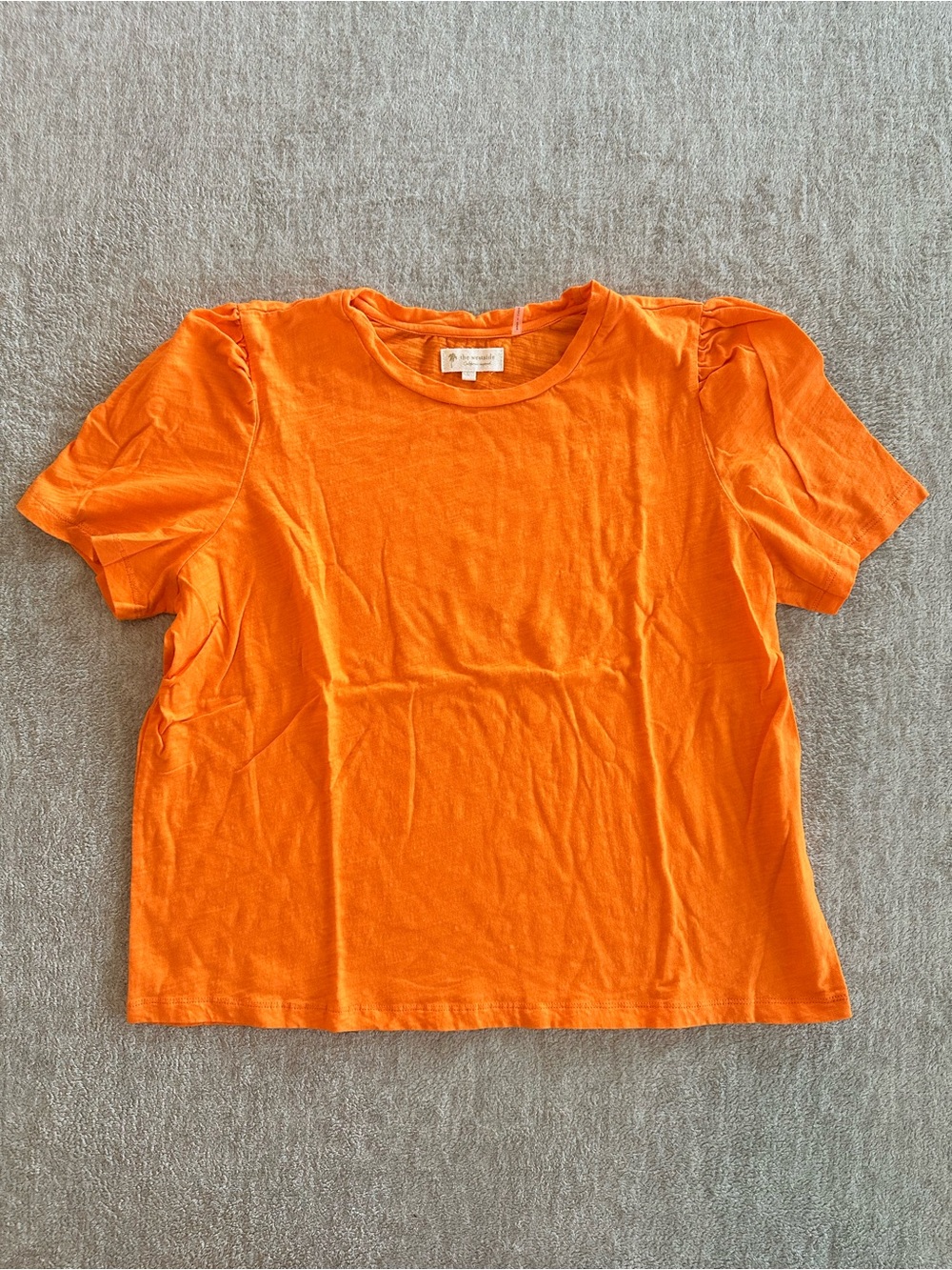 NWOT The WESTSIDE Bright Orange Short Sleeve Tee with puff sleeves